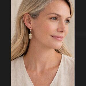 J. Jill Beaded Dangle Earrings Neutral Stack Leverback Sculpted Minimalist Boho